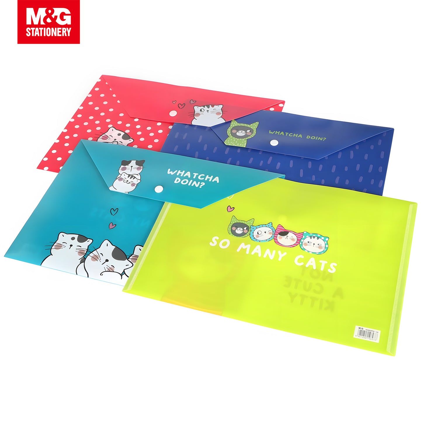 M&G "So Many Cats" A4 0.2mm PP Button File Bag 360s/Set (ADM929FM)