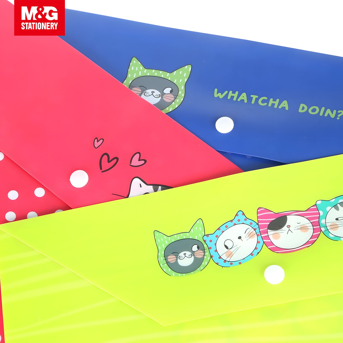 M&G "So Many Cats" A4 0.2mm PP Button File Bag 360s/Set (ADM929FM)