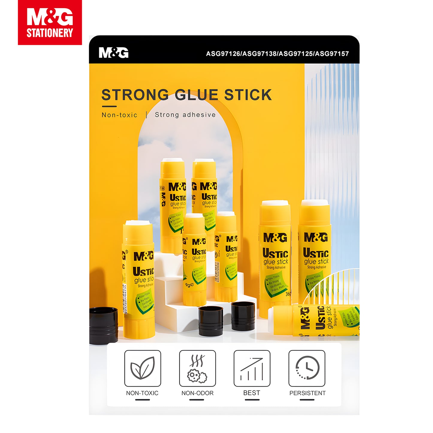 M&G Ustic Glue Stick Strong Adhesive PVA 36G 12s/Set (ASG97157)