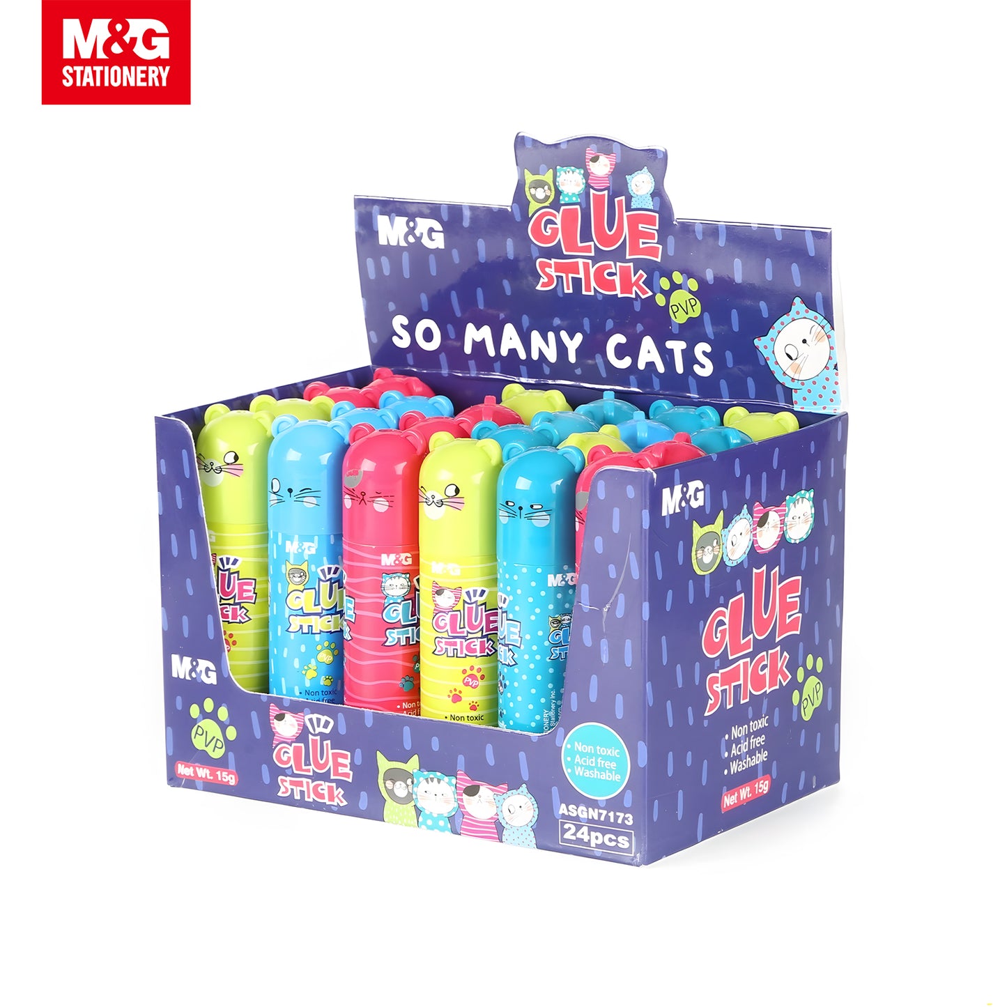 M&G "So Many Cats" Cute Cat Design Glue Stick PVP 15g 24s/Set (ASGN7173)