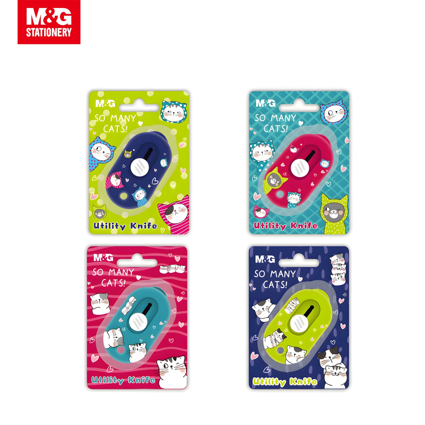 M&G "So Many Cats" Retractable Paper Cutter Knife 3.5 x 6cm 24s/Set (ASS913D9)