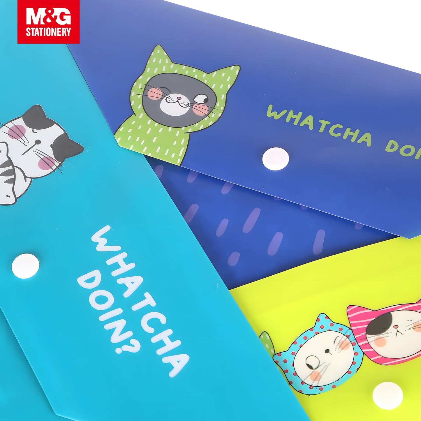 M&G "So Many Cats" A4 0.2mm PP Button File Bag 360s/Set (ADM929FM)