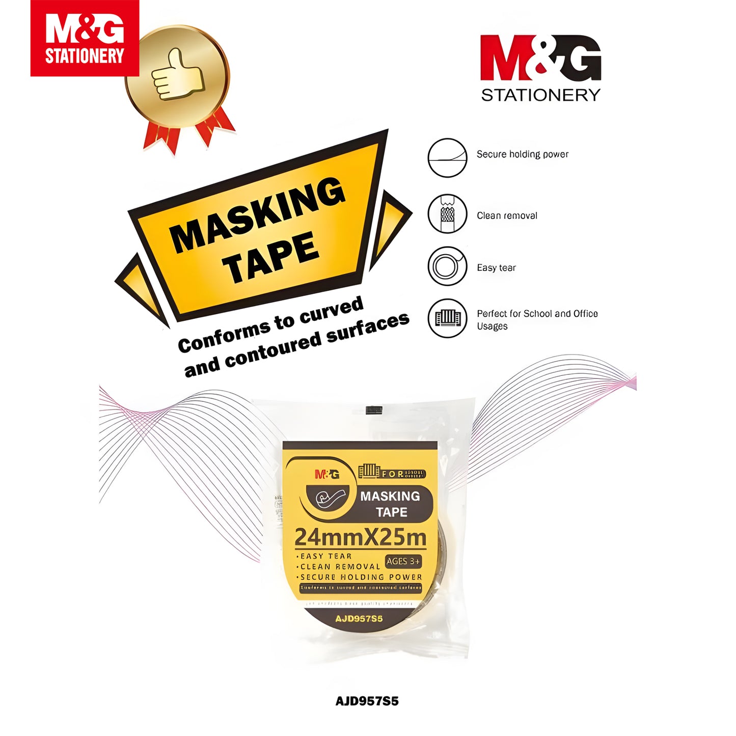 M&G Masking Tape 24mm x 25M (1 Roll) 108s/Set (AJD957S5)