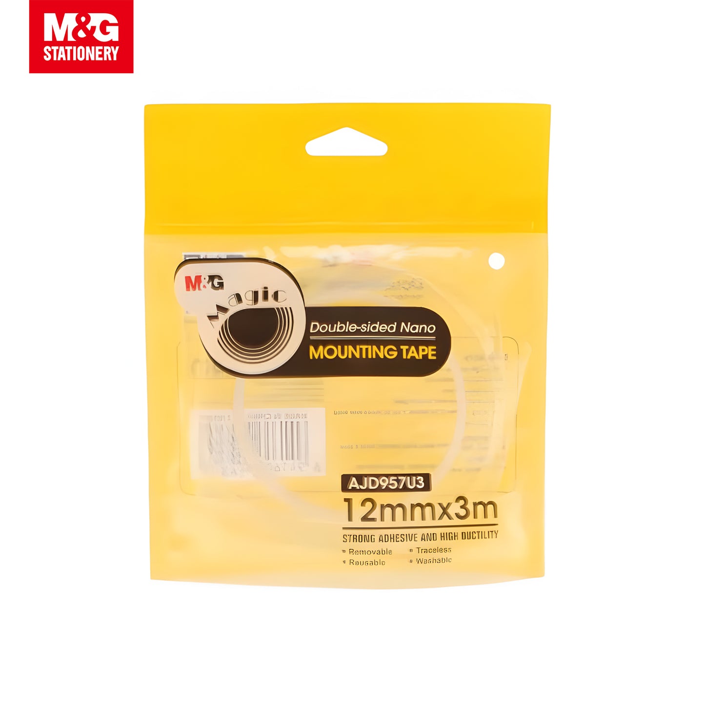 M&G Double Sided Nano Transparent Mounting Tape 12mm x 3M (1 Roll) 72s/Set (AJD957U3)