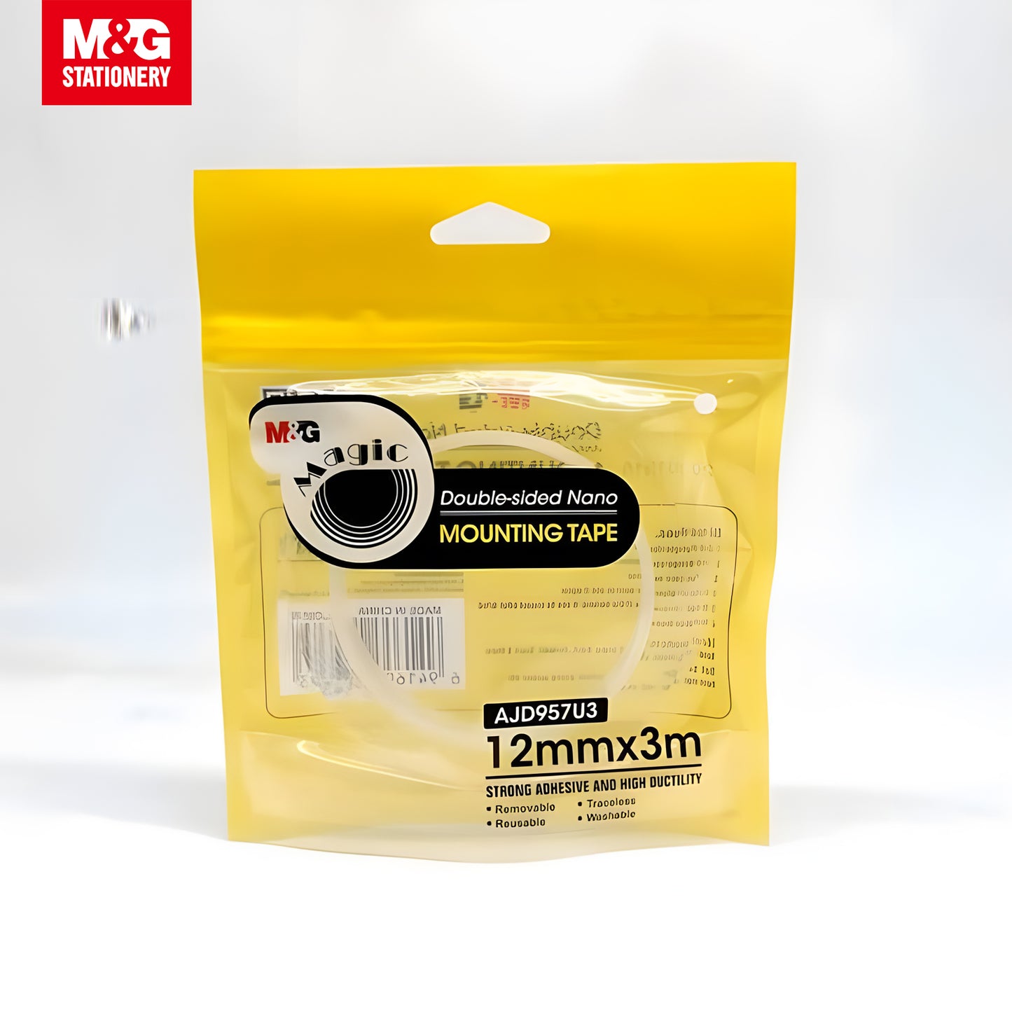 M&G Double Sided Nano Transparent Mounting Tape 12mm x 3M (1 Roll) 72s/Set (AJD957U3)