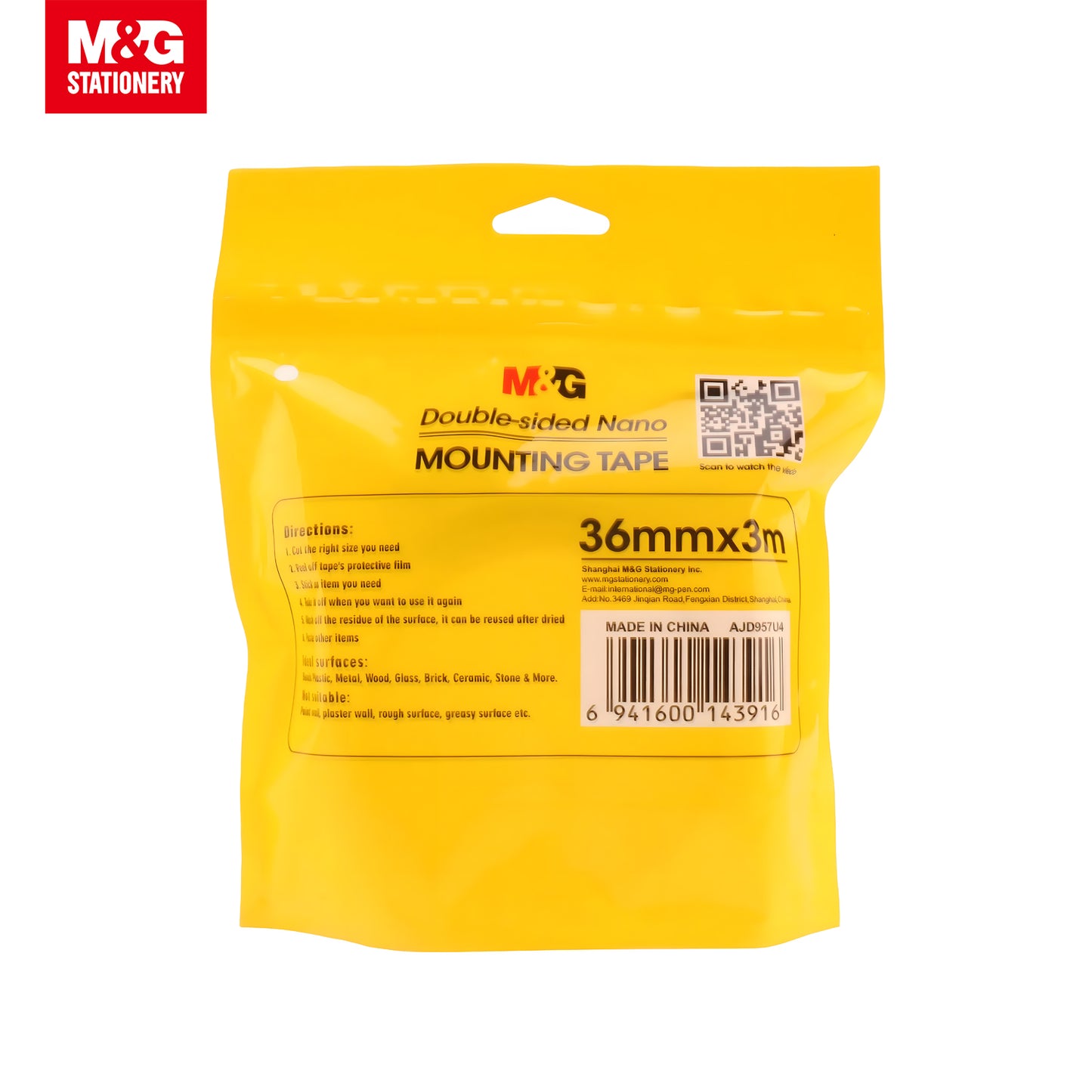 M&G Double Sided Nano Transparent Mounting Tape 36mm x 3M (1 Roll) 24s/Set (AJD957U4)