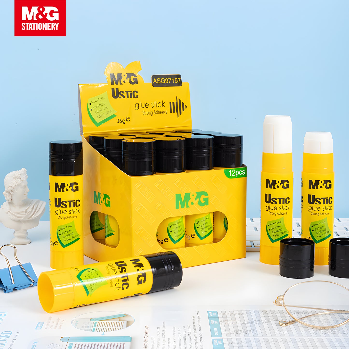 M&G Ustic Glue Stick Strong Adhesive PVA 36G 12s/Set (ASG97157)