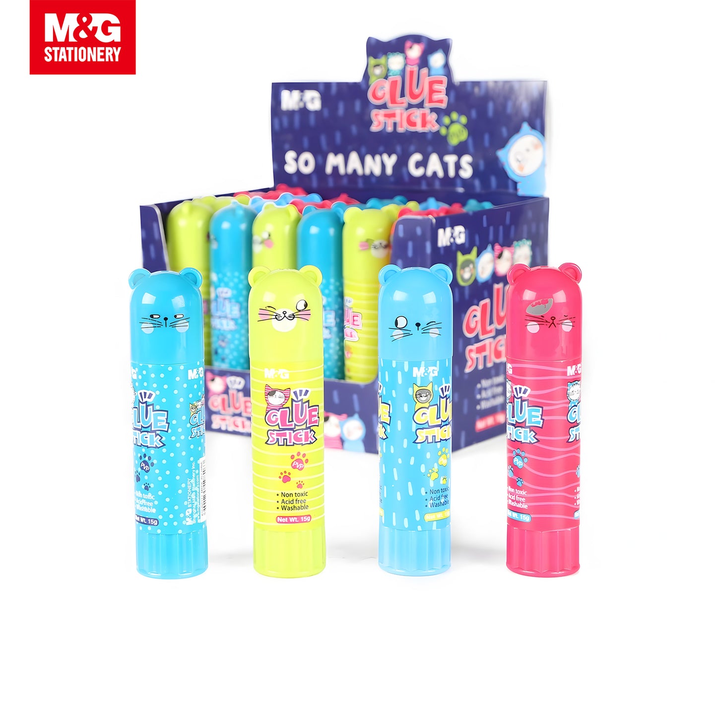 M&G "So Many Cats" Cute Cat Design Glue Stick PVP 15g 24s/Set (ASGN7173)