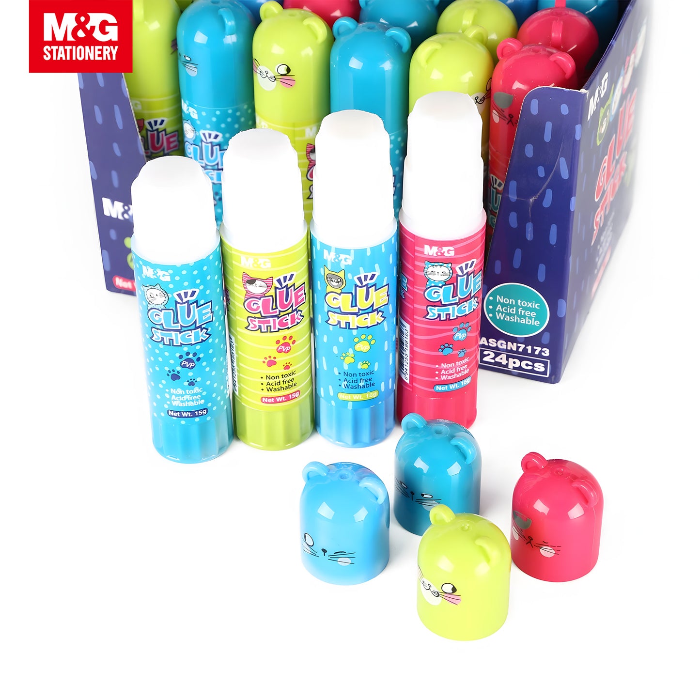 M&G "So Many Cats" Cute Cat Design Glue Stick PVP 15g 24s/Set (ASGN7173)