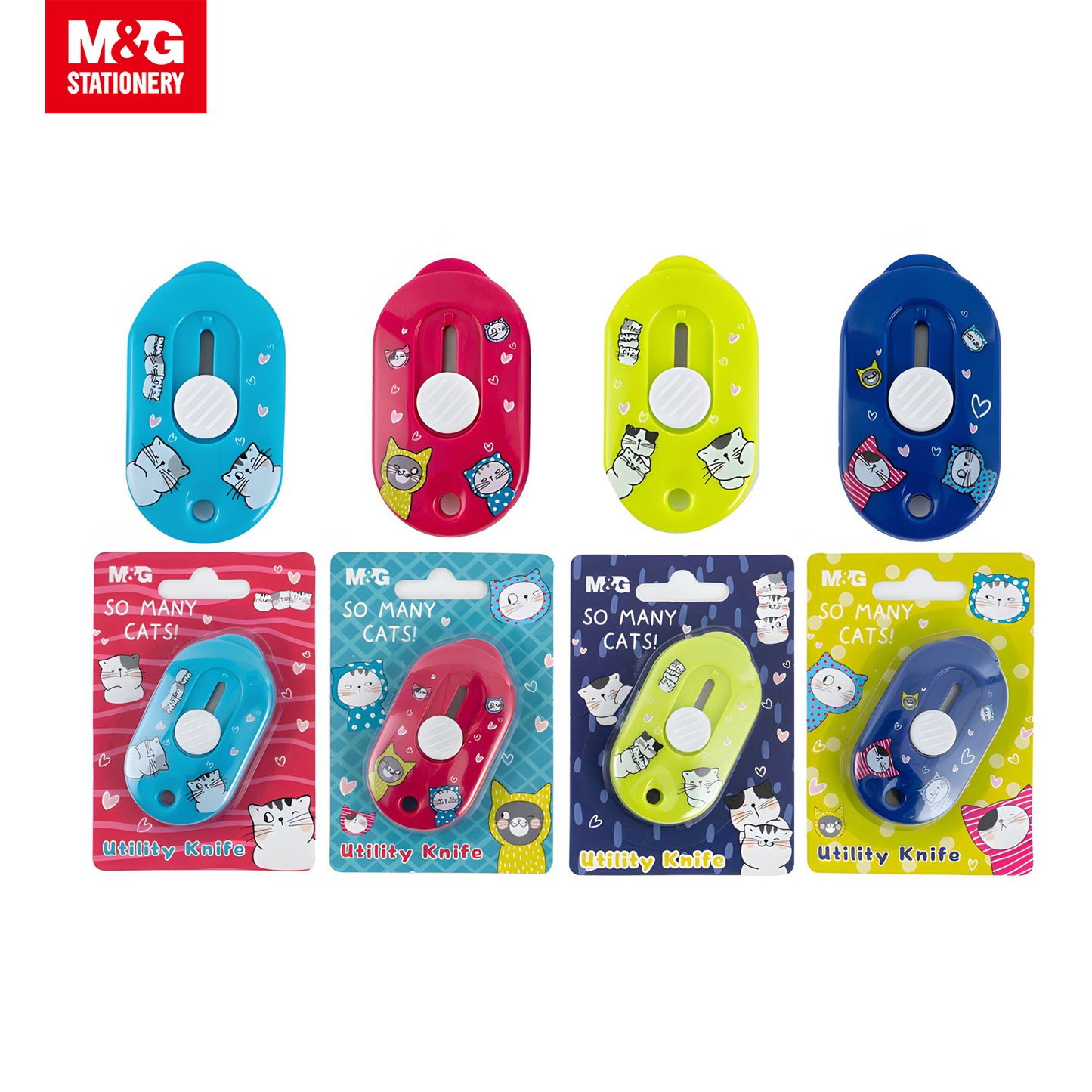 M&G "So Many Cats" Retractable Paper Cutter Knife 3.5 x 6cm 24s/Set (ASS913D9)